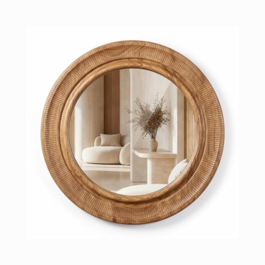 Round Wood Mirror